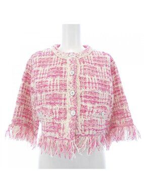Chanel Tweed Runway Collarless Jacket Pink 34